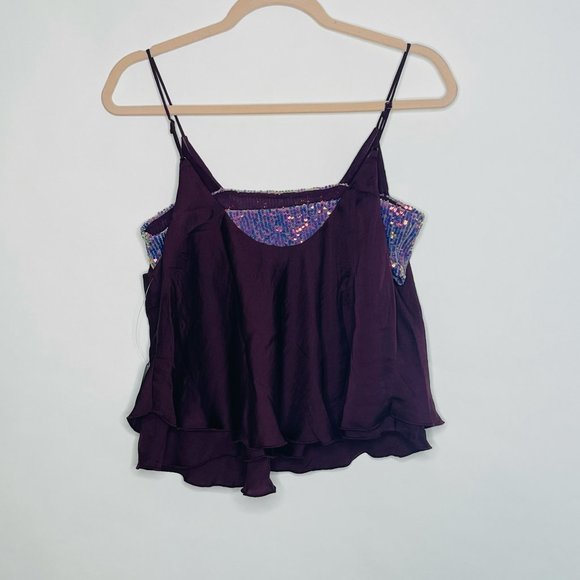 Free People Turn It On Cami Vetiver Bloom Purple - Picture 5 of 6